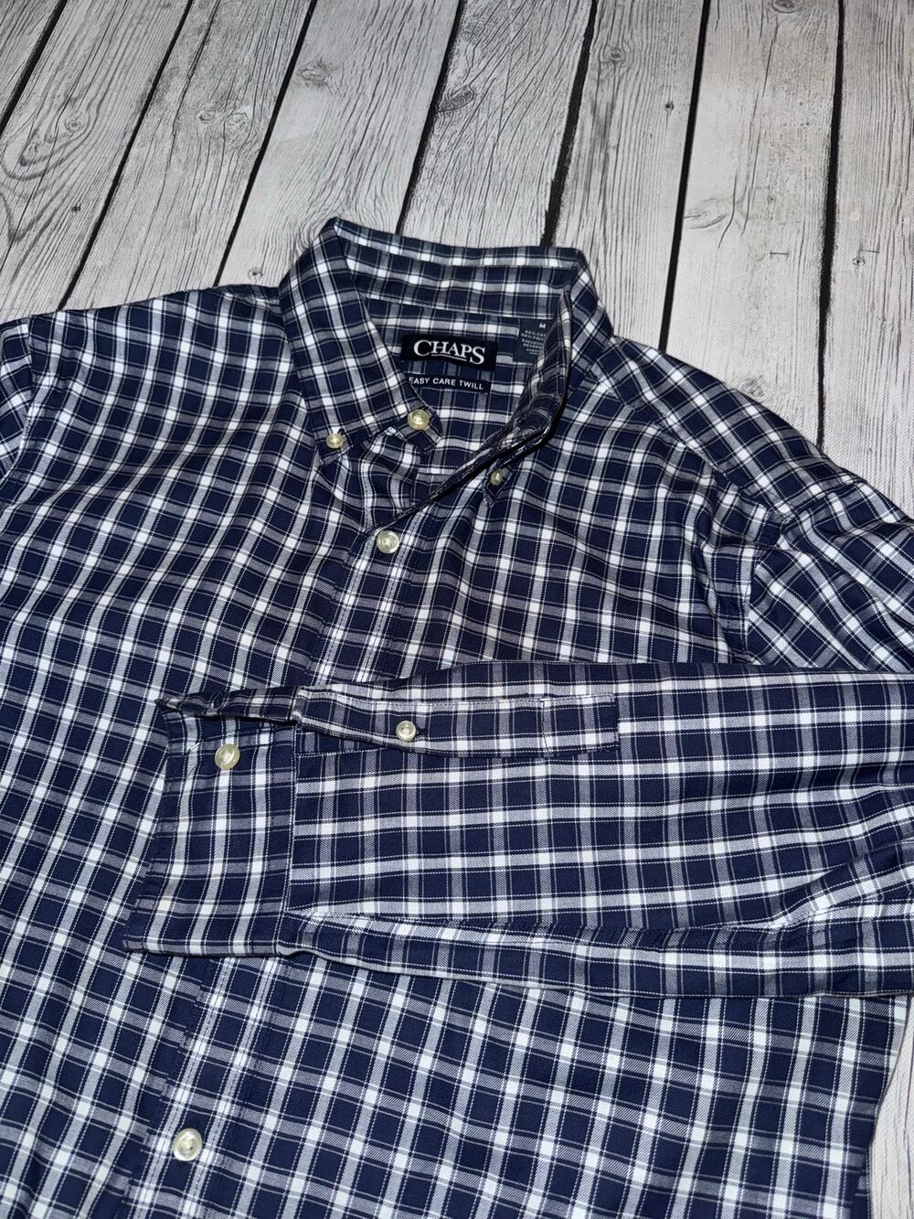 Chaps by Ralph Lauren Men’s Medium Black White Plaid Button Down Shirt